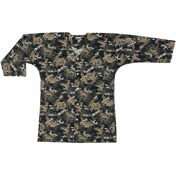 ダボシャツ３L=緑・唐草小＋黒・祭り神輿 鯉口シャツ 大きいサイズ メンズ 3L ダボシャツ 唐草模様 大人